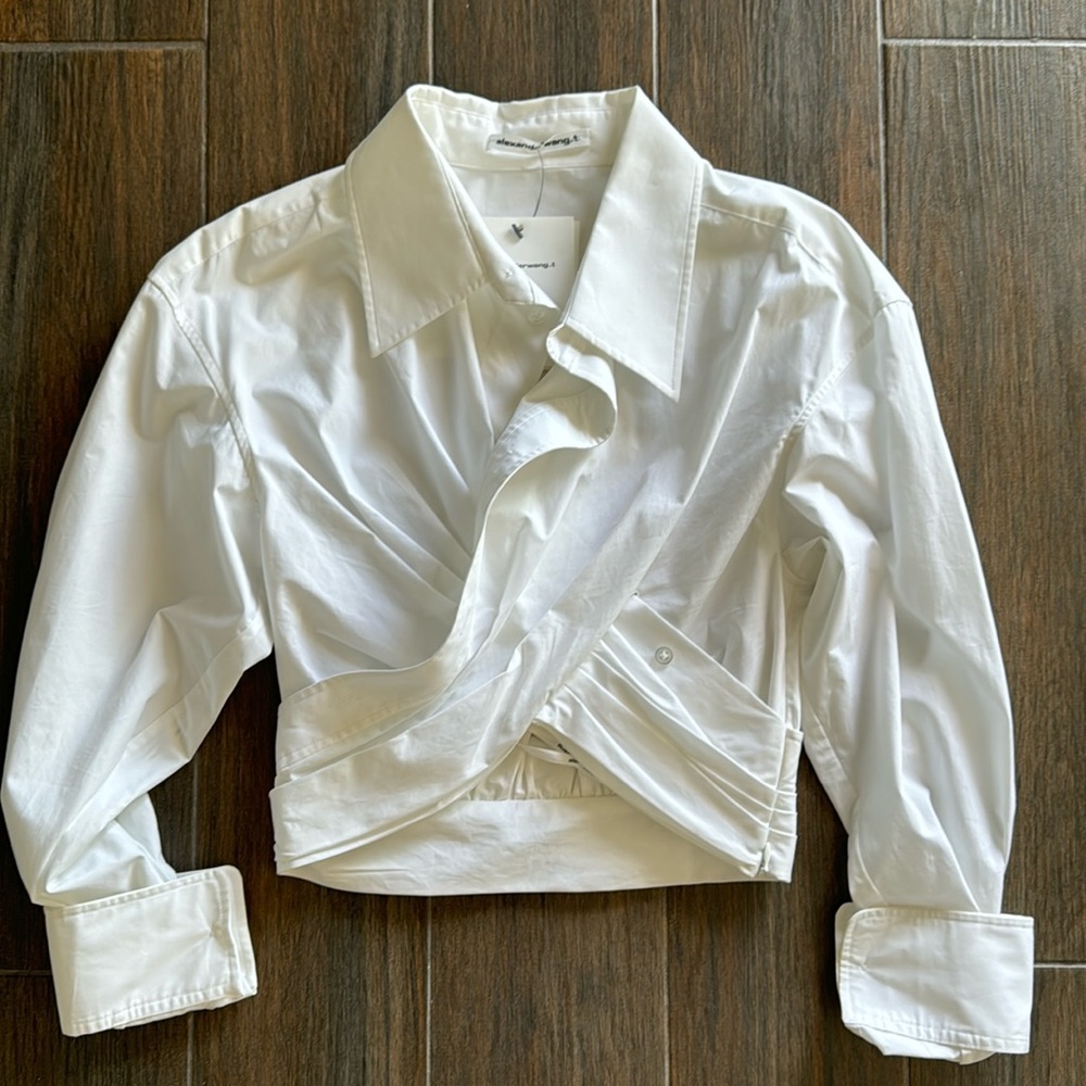 ALEXANDERWANG.T
Cross Front Cropped Poplin Shirt